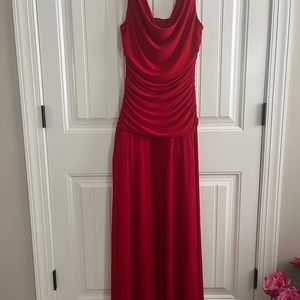 Red Nightway Long Gown Sleeveless Ruched Waist 10